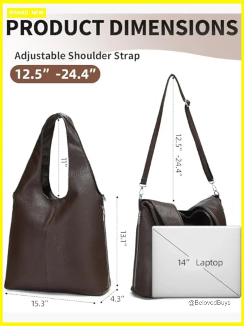 Slouchy Hobo Shoulder Bag Large Capacity Crossbody Tote with Adjustable Strap